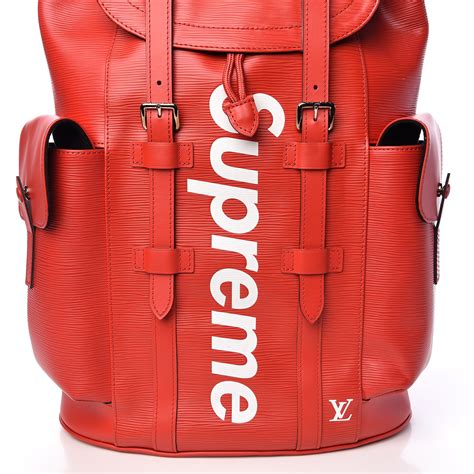 supreme lv red leather backpack|louis vuitton supreme wallet.